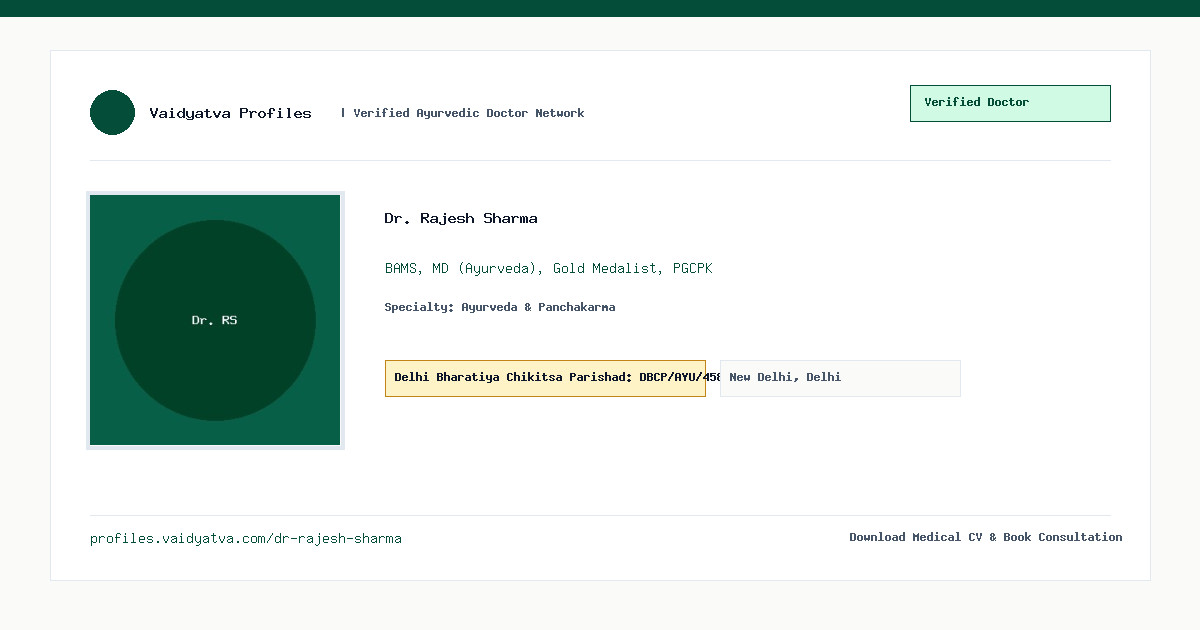 Dr. Rajesh Sharma - Ayurveda & Panchakarma